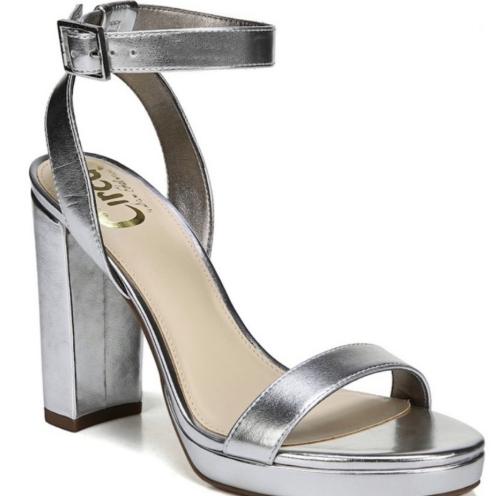 Circus Sam Edelman Annette Silver Block Heels 10